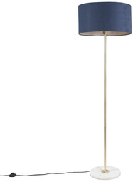 QAZQA Lampa podłogowa mosiądz klosz granatowy 50cm -