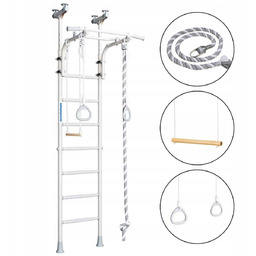 Drabinka Gimnastyczna z Drążkiem Rozporowa Kometa 5 biały