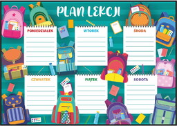 Plan lekcji przybory szkolne, nowy rok szkolny, rozmiar