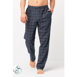 Spodnie męskie piżamowe z kieszeniami flanela w kratę
