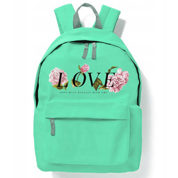 Plecak Miętowy Do Szkoły LOVE ROSE Młodzieżowe Stylowe