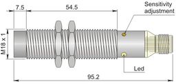 Czujnik pojemnościowy Fi 18 mm SC18SM-CE10 PNP NO+NC