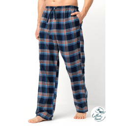Spodnie męskie piżamowe z bawełny flanelowej w kratę