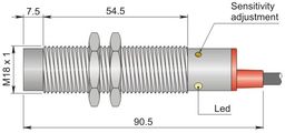 Czujnik pojemnościowy Fi 18 mm SC18SM-CE10 PNP NO+NC