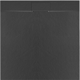 Brodzik kwadratowy czarny struktura kamienia smc 90x90 Bazalt