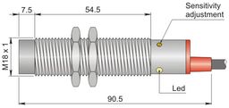 Czujnik pojemnościowy Fi 18 mm SC18SM-CE10 PNP NO+NC