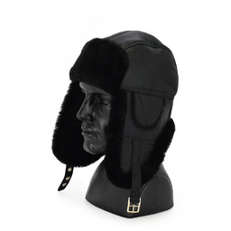 Skórzana ciepła pilotka kożuchowa czapka Podhale