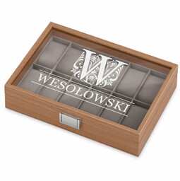 Szkatułka drewniana kuferek na zegarki z grawerem