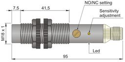 Czujnik pojemnościowy Fi 18 mm SC18SP-AE10 NO/NC H
