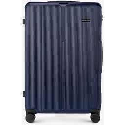 Duża walizka z ABS-u w drobne paski granatowa