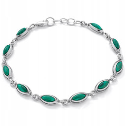 Bransoletka damska srebro 925 z kamieniem malachit damska