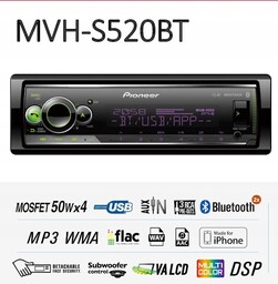 Pioneer MVH-S520BT Usb Spotify Radio Samochodowe 1-DIN !!!najniższa