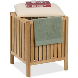 Relaxdays Kosz na pranie z siedziskiem, stołek łazienkowy