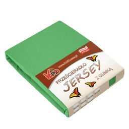 KARO Prześcieradło jersey z gumką 120x200 zielone groszkowe