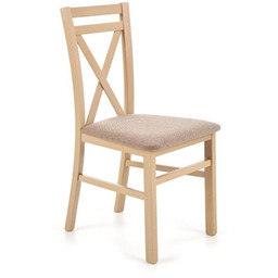 Krzesło do jadalni drewniane tapicerowane beżowe / dąb