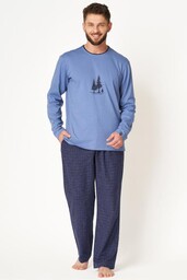 Piżama męska z czystej bawełny z długimi spodniami