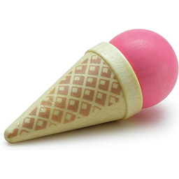 Drewniane jedzenie do zabawy - truskawkowe lody stożkowe