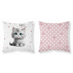 Detexpol Poszewka bawełniana 40x40 kotek Sweet Dreams różowe