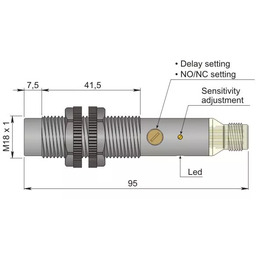 Czujnik pojemnościowy Fi 18 mm SC18SP-AE10 TD10'' NO/NC