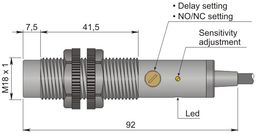 Czujnik pojemnościowy Fi 18 mm SC18SP-AE10 TE1'' NO/NC