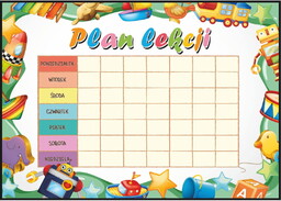 Plan lekcji z zabawkami, nowy rok szkolny, rozmiar