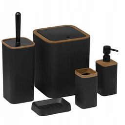 Zestaw łazienkowy Kely Square black/wood komplet do Wc