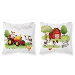 Detexpol Poszewka bawełniana 40x40 farma czerwony traktor Cute