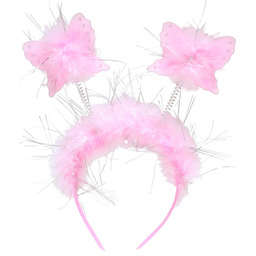 Opaska na głowę motylek różowy z futerkiem