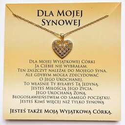Naszyjnik z dedykacją dla Synowej od Teściowej złoty
