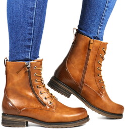 Damskie Botki Workery Trapery Evento 7861 Camel Beżoewe