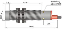 Czujnik pojemnościowy Fi 18 mm SC18SP-CE10 NPN NO+NC