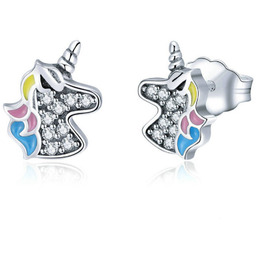 KOLCZYKI srebrne JEDNOROŻEC srebro 925 UNICORN sztyft