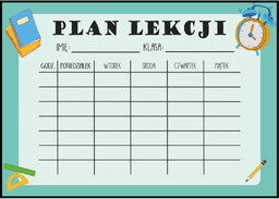 Plan lekcji klasyczny, nowy rok szkolny, rozmiar 40x50