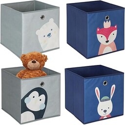 Relaxdays Zestaw 4 pudełek do przechowywania dla dzieci,