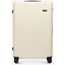 Duża walizka z ABS-u w drobne paski kremowa