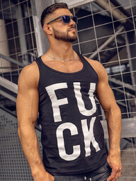 Czarna koszulka tank top bokserka z nadrukiem Bolf