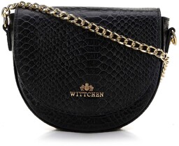 Damska torebka saddle bag ze skóry croco czarno