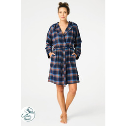 Szlafrok damski z bawełnianej flaneli lekki całoroczny LGD