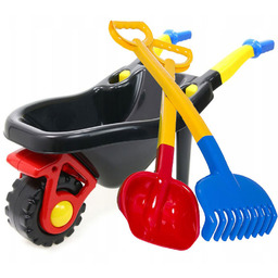 Czarna taczka ogrodowa dla dzieci do piasku 74