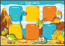 Plan lekcji dinozaury, nowy rok szkolny, rozmiar 40x50