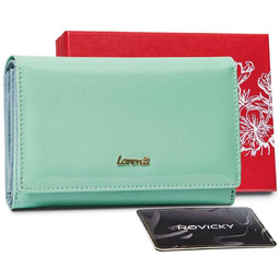 Lakierowany portfel damski na karty z zabezpieczeniem rfid