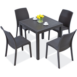 Komplet mebli ogrodowych technorattan antracytowych Dallas/Virginia 4 Bica