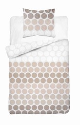 Detexpol Pościel satynowa 140x200 Beżowe groszki na bieli