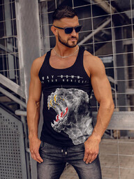 Czarna koszulka tank top bokserka z nadrukiem Bolf