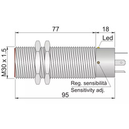 Czujnik pojemnościowy Fi 30 mm SC30M-C20 PNP NO+NC