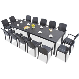 Obiadowy zestaw technorattanowy do ogrodu Houston/Indiana 14 antracytowy