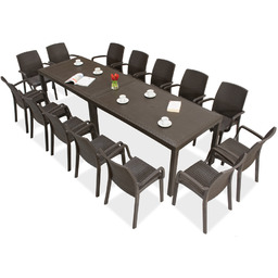 Obiadowy zestaw technorattanowy do ogrodu Houston/Indiana 14 brązowy