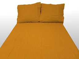 Karo Pościel z kory 140x200 musztardowa guziki 100%