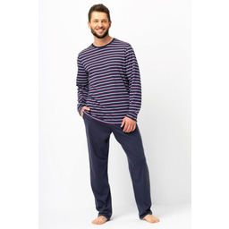 Piżama męska klasyczna z czystej bawełny długi rękaw