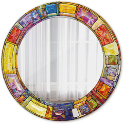 Lustro z nadrukiem okrągłe Kolorowy witraż